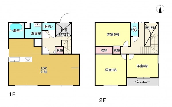熊本市東区八反田、中古一戸建ての間取り画像です