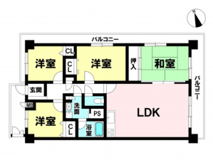 熊本市南区白藤、マンションの間取り画像です
