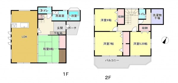 熊本市東区八反田、中古一戸建ての間取り画像です