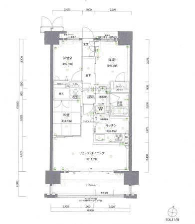 熊本市中央区南熊本、マンションの間取り画像です