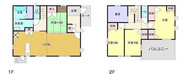 上益城郡益城町安永、中古一戸建ての間取り画像です
