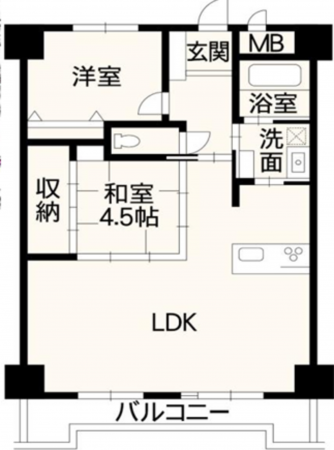 熊本市中央区水道町、マンションの間取り画像です