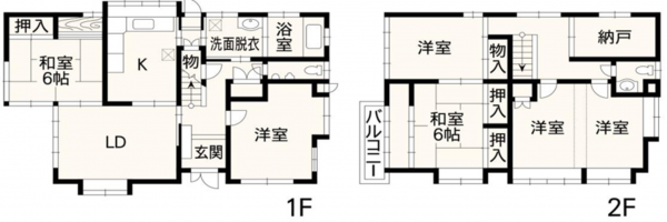 熊本市中央区出水、中古一戸建ての間取り画像です
