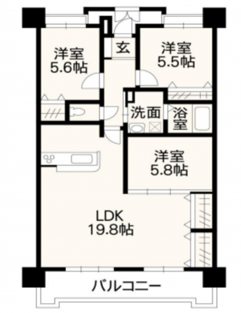 熊本市中央区新町、マンションの間取り画像です