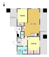 熊本市中央区坪井、マンションの間取り画像です