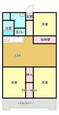熊本市中央区萩原町、マンションの間取り画像です