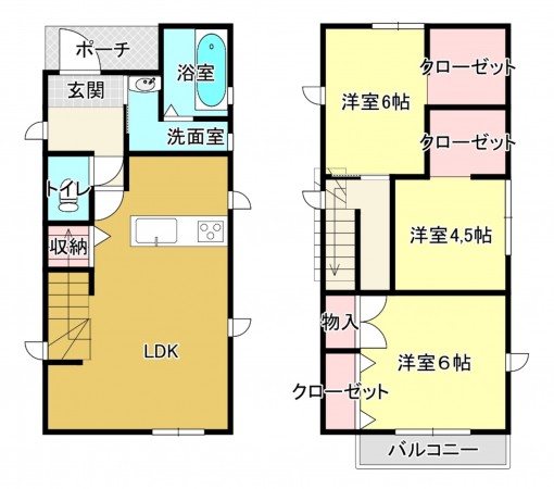 熊本市東区長嶺東、新築一戸建ての間取り画像です