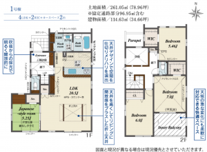 熊本市南区薄場、新築一戸建ての間取り画像です