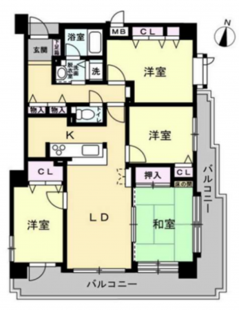 熊本市中央区渡鹿、マンションの間取り画像です