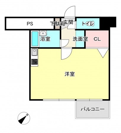 熊本市中央区本荘、マンションの間取り画像です