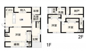 熊本市東区健軍、中古一戸建ての間取り画像です