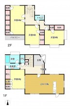 熊本市南区薄場、中古一戸建ての間取り画像です