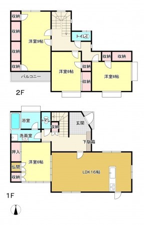 熊本市南区薄場、中古一戸建ての間取り画像です
