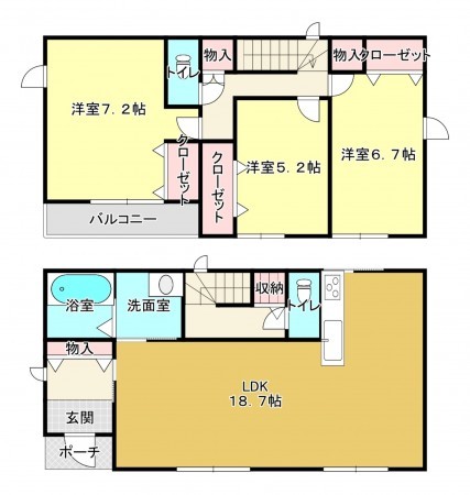 熊本市中央区渡鹿、中古一戸建ての間取り画像です