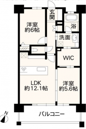 熊本市東区長嶺南、マンションの間取り画像です