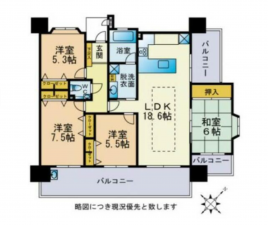 熊本市東区月出、マンションの間取り画像です