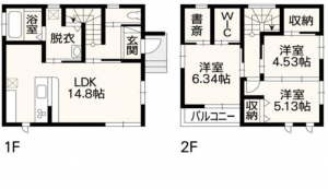 熊本市東区小峯、中古一戸建ての間取り画像です