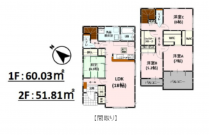 熊本市東区東京塚町、新築一戸建ての間取り画像です