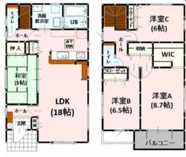 熊本市中央区琴平、新築一戸建ての間取り画像です