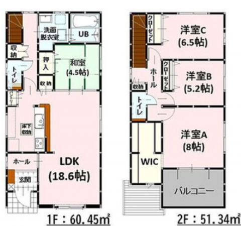 熊本市中央区琴平、新築一戸建ての間取り画像です