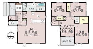 熊本市東区下江津、新築一戸建ての間取り画像です