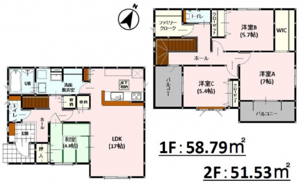 熊本市東区月出、新築一戸建ての間取り画像です
