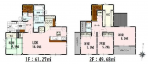 熊本市東区桜木、新築一戸建ての間取り画像です