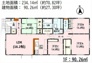熊本市南区城南町碇、新築一戸建ての間取り画像です
