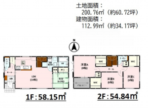 熊本市南区城南町碇、新築一戸建ての間取り画像です