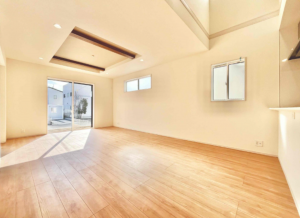 熊本市東区戸島、新築一戸建ての居間画像です