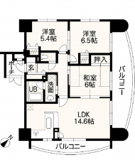 熊本市中央区水前寺、マンションの間取り画像です