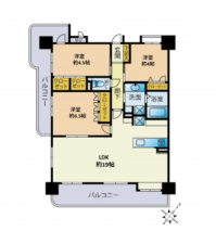 熊本市中央区本荘、マンションの間取り画像です