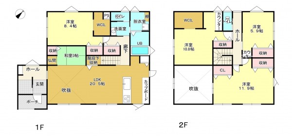 熊本市北区植木町宮原、中古一戸建ての間取り画像です