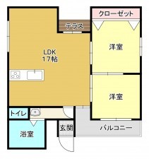 熊本市中央区水前寺、マンションの間取り画像です