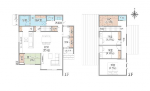 熊本市南区野田、新築一戸建ての間取り画像です