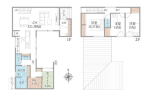 熊本市南区野田、新築一戸建ての間取り画像です