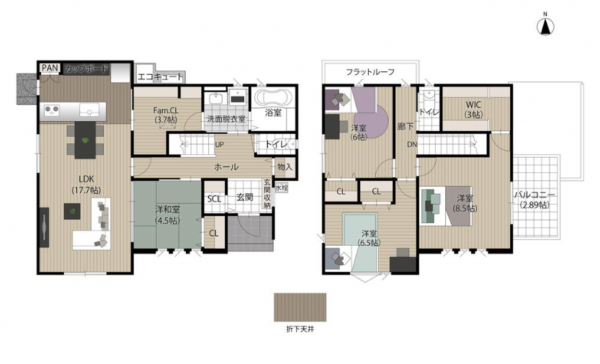 熊本市南区野田、新築一戸建ての間取り画像です