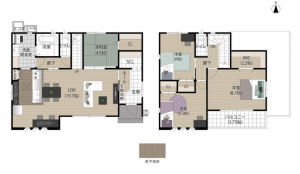 熊本市南区野田、新築一戸建ての間取り画像です