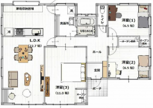熊本市東区小山、中古一戸建ての間取り画像です