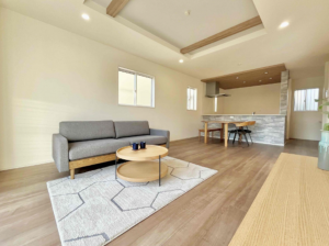 熊本市東区榎町、新築一戸建ての居間画像です