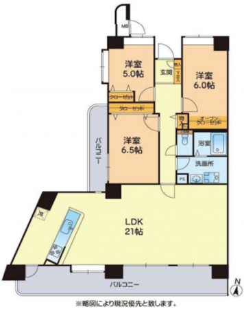 熊本市中央区新町、マンションの間取り画像です