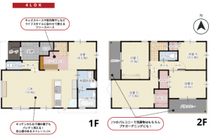 熊本市南区富合町杉島、新築一戸建ての間取り画像です
