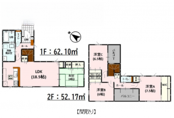 熊本市東区三郎、新築一戸建ての間取り画像です
