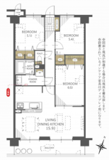 熊本市中央区国府、マンションの間取り画像です