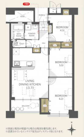 熊本市中央区新町、マンションの間取り画像です