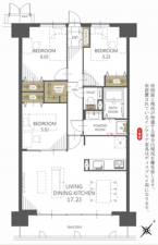 熊本市東区尾ノ上、マンションの間取り画像です
