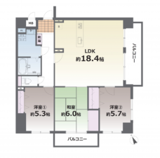 熊本市中央区薬園町、マンションの間取り画像です