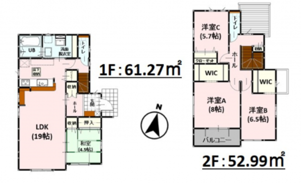 熊本市南区御幸木部、新築一戸建ての間取り画像です