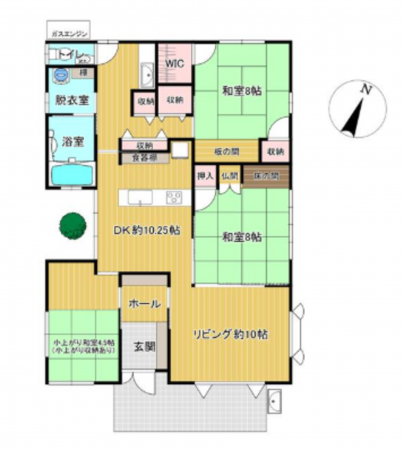 熊本市東区戸島西、中古一戸建ての間取り画像です