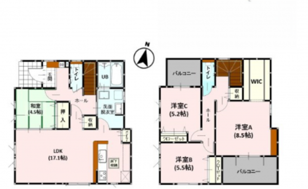 熊本市中央区帯山、新築一戸建ての間取り画像です